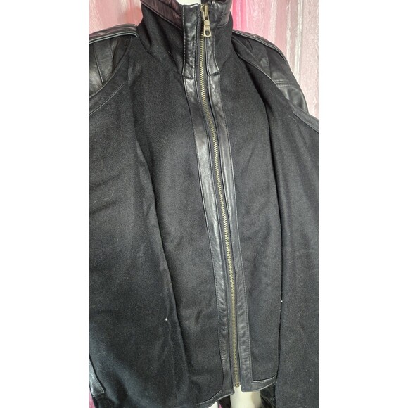 Midway Vintage Leather Collection Black Long Trench Coat Size Large Men's - Picture 15 of 16